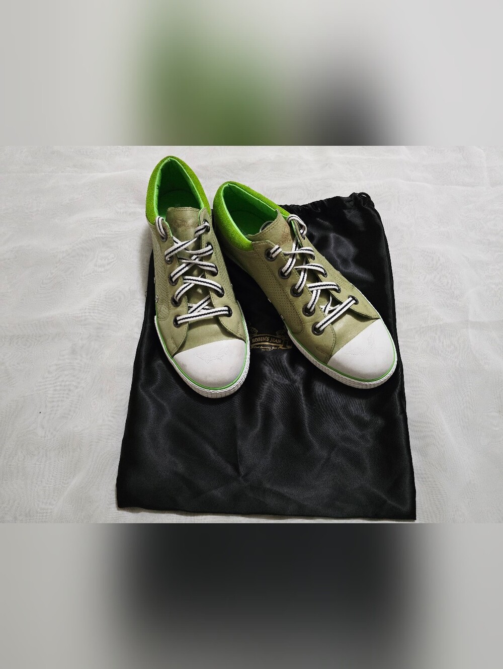 Robin's Jean Olive Green Leather Low Top Men's Sneakers